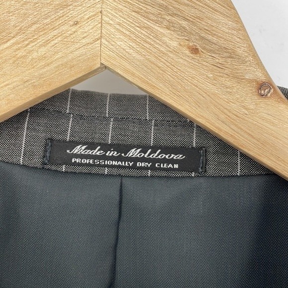 ADOLFO 36L men's gray wool mohair pinstripe blazer suit jacket sport coat - Picture 5 of 11